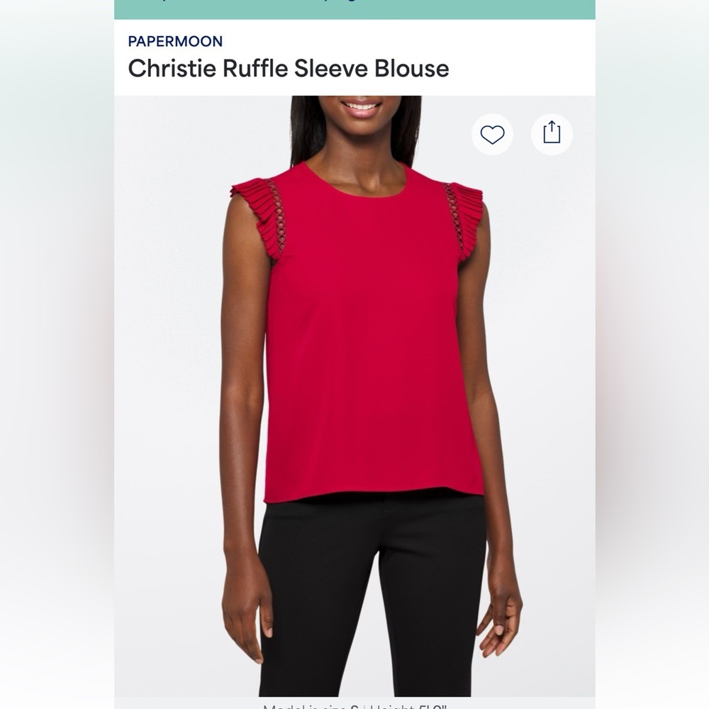 Papermoon Red Ruffle Sleeve Blouse size XL